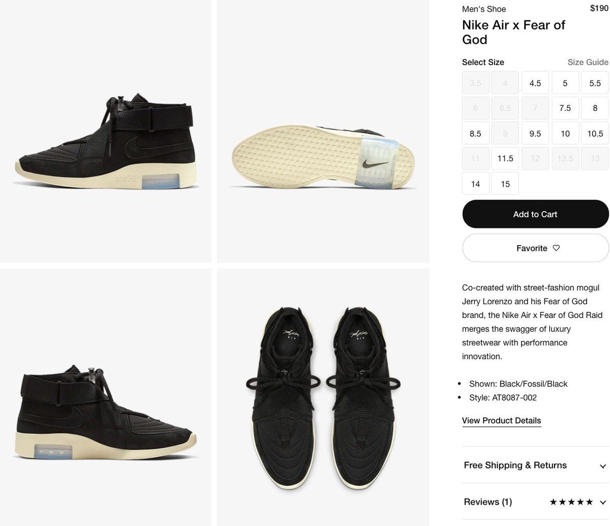 nike fear of god restock