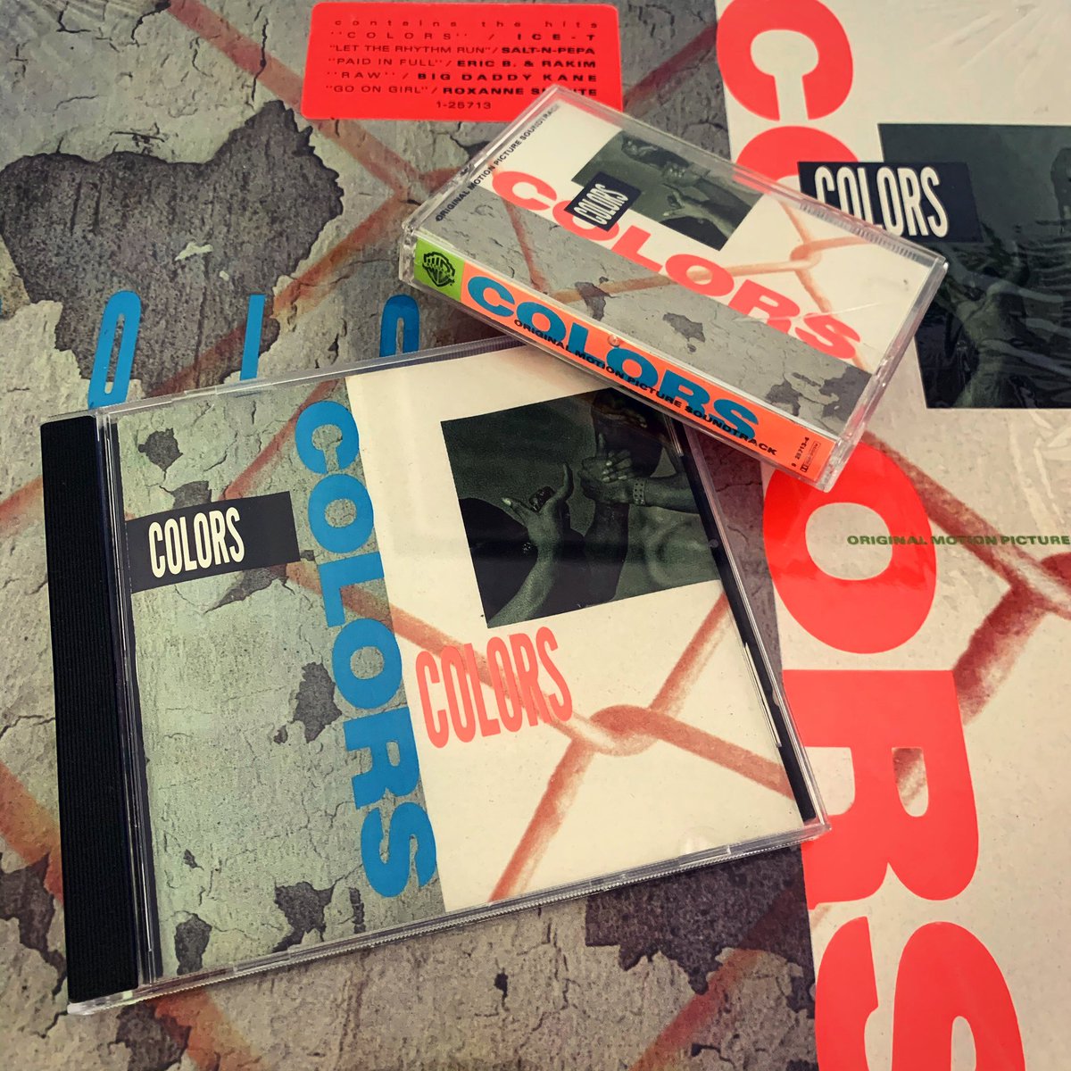 hiphopgods's tweet photo. Colors Original Motion Picture Soundtrack
@FINALLEVEL @AfrikaIslam @drdre @TheSaltNPepa @Spindeezy @bigdaddykane @EricBandRakim @Coldcut @TheRealKoolGRap @DJ_Muggs @ImroxanneShante @MC_Shan @marleyskills #riprickjames #colors #hiphop #triplets #cassette #cd #vinyl https://t.co/v3D8h6Oxvr