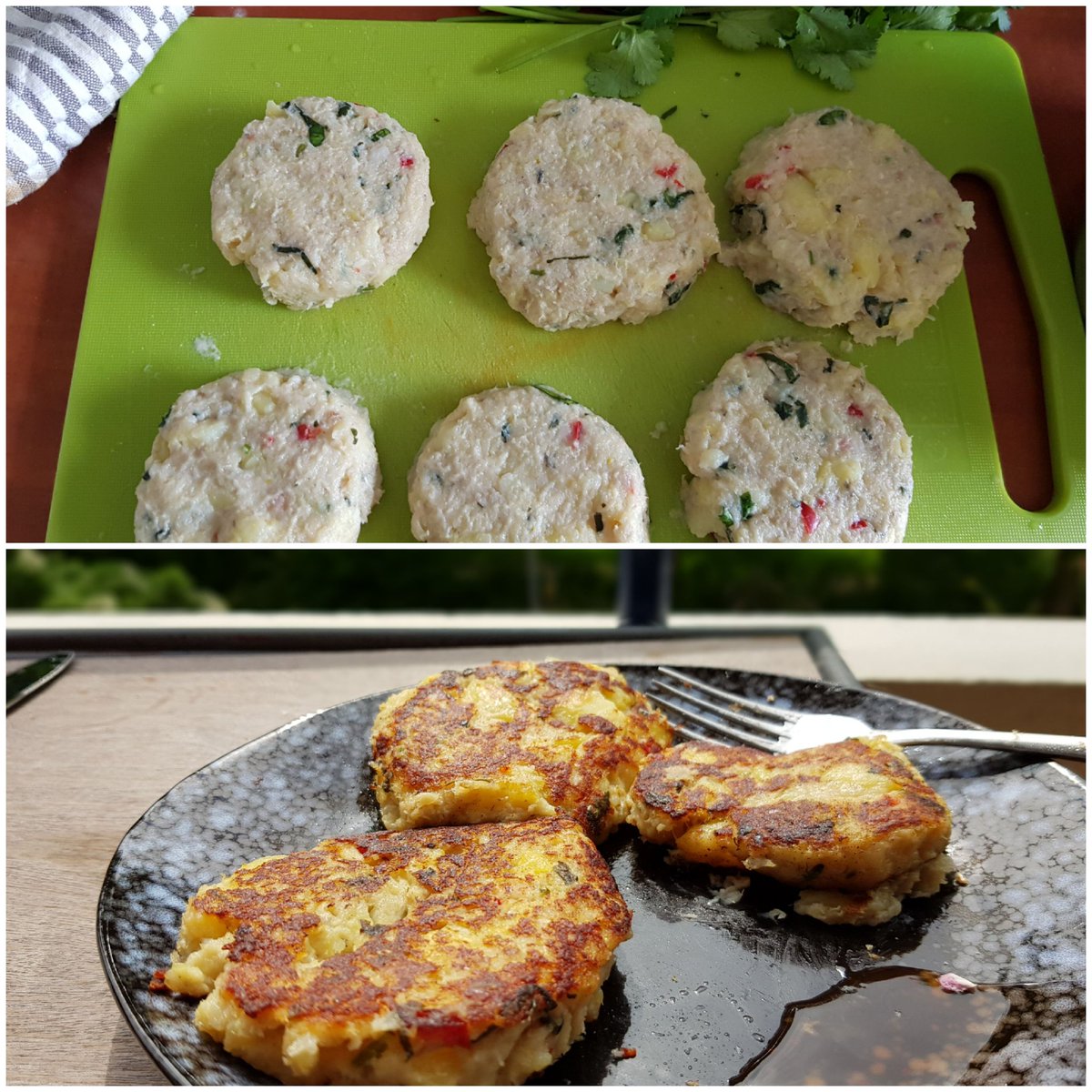 geert_hoekstra's tweet photo. Quarantaine dag (? de-tel-kwijt) #COVID19 Dan maar heerlijke viskoekjes/rosti's bakken met #Noordzeevis #koriander #rodepeper #gember #aardappel
Smullen🍽🐟👩‍🍳 https://t.co/RLNlCn4gam