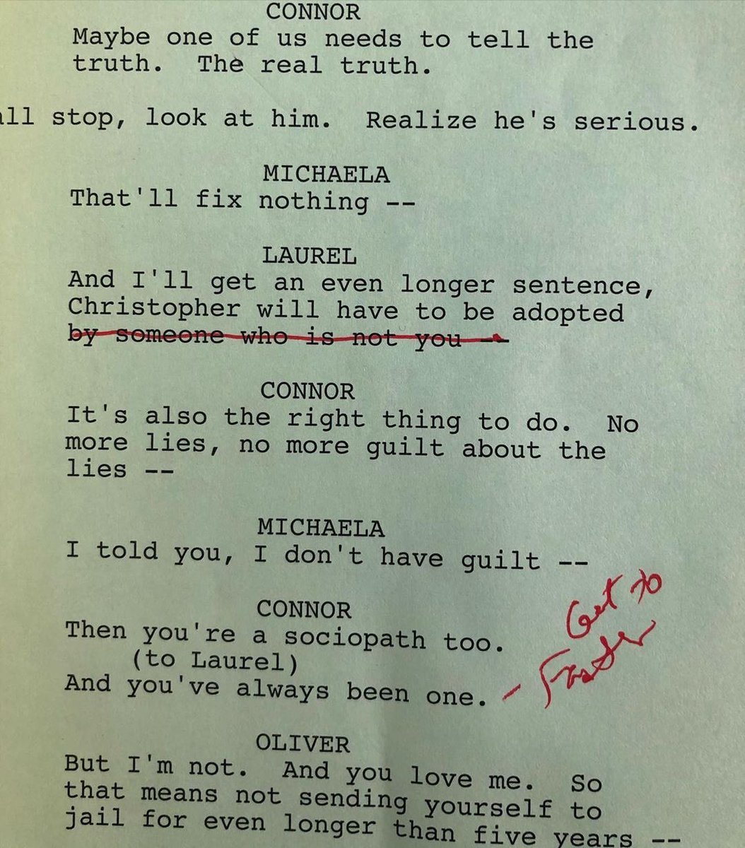 diomenika_4's tweet image. Connor tries to persuade the K3 to go along with a new plan. It’s the series finale of #HTGAWM . Final #scripttease #615 😭