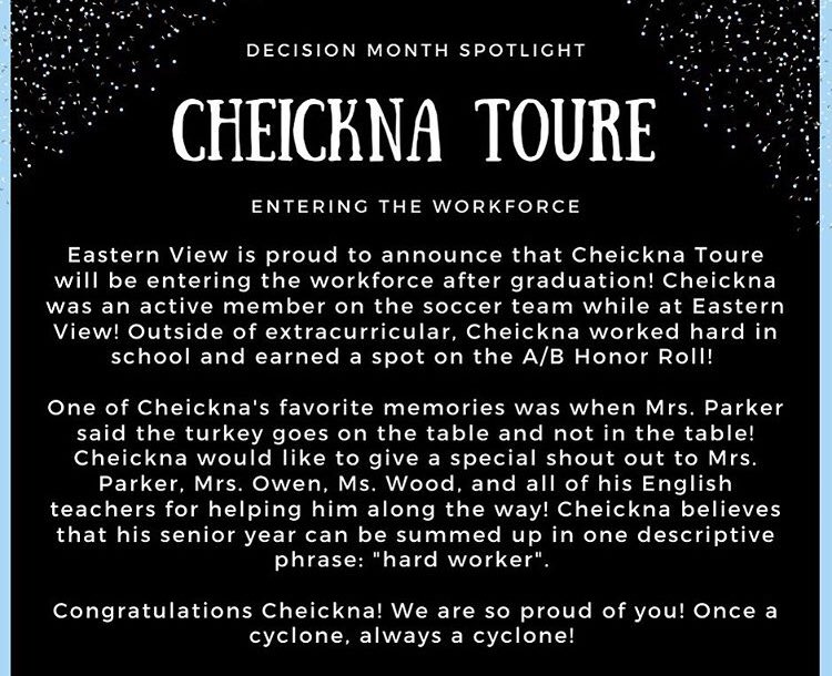 EVcounselors's tweet photo. Congrats Cheickna!!! We are so so proud! #evdecisionday #celebratecyclones https://t.co/PF01ZuGZbf
