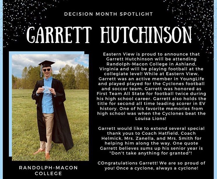 EVcounselors's tweet photo. Best of luck at RMC Garrett!! 🖤💛🎓 #evdecisionday #celebratecyclones https://t.co/pZcp2gwZlk