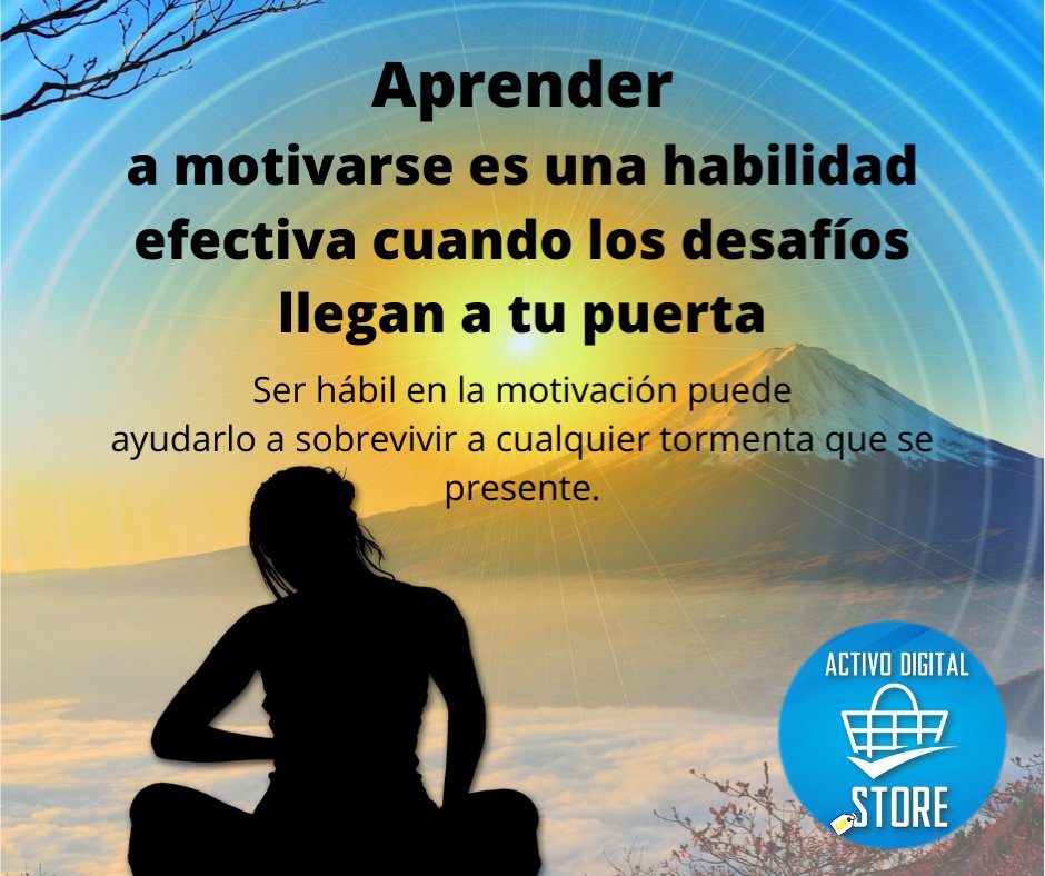 ActDigitalStore's tweet image. 😎Aprender a motivarse es una habilidad efectiva cuando los desafíos llegan a tu puerta.Motivarse puede ayudarlo a sobrevivir a cualquier tormenta que se presente.
Motivarte da sensación de control cuando lo que te rodea se ha quedado sin control.Todo proviene de tu INTERIOR.👍