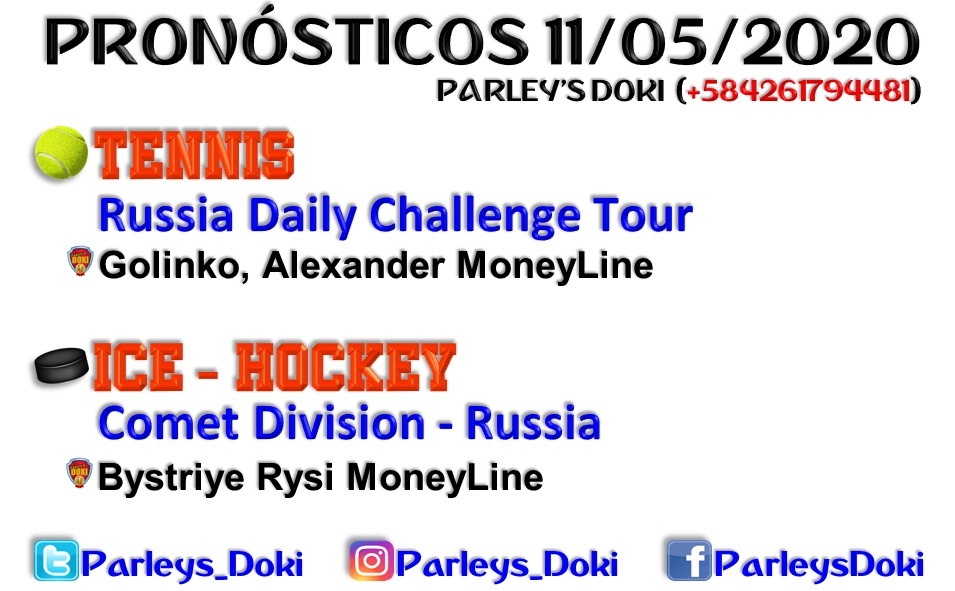 Parleys_Doki's tweet image. 🔎 #Tipster A. Manzanares
®️ @Parleys_Doki📲 +584261794481
🗓️ #FelizLunes #11May 💰
🏇 #Hipismo #Internacional 💯
🏒 #Free #Picks #Tips #ICEHockey #Tennis
🇲🇽 #CORTEalaLeyBonilla Zara #PoderosoDía1324 Guardia Nacional
🇲🇽 #MexicoRepudiaALopez Fuerzas Armadas #13ReasonsWhy Ejército
