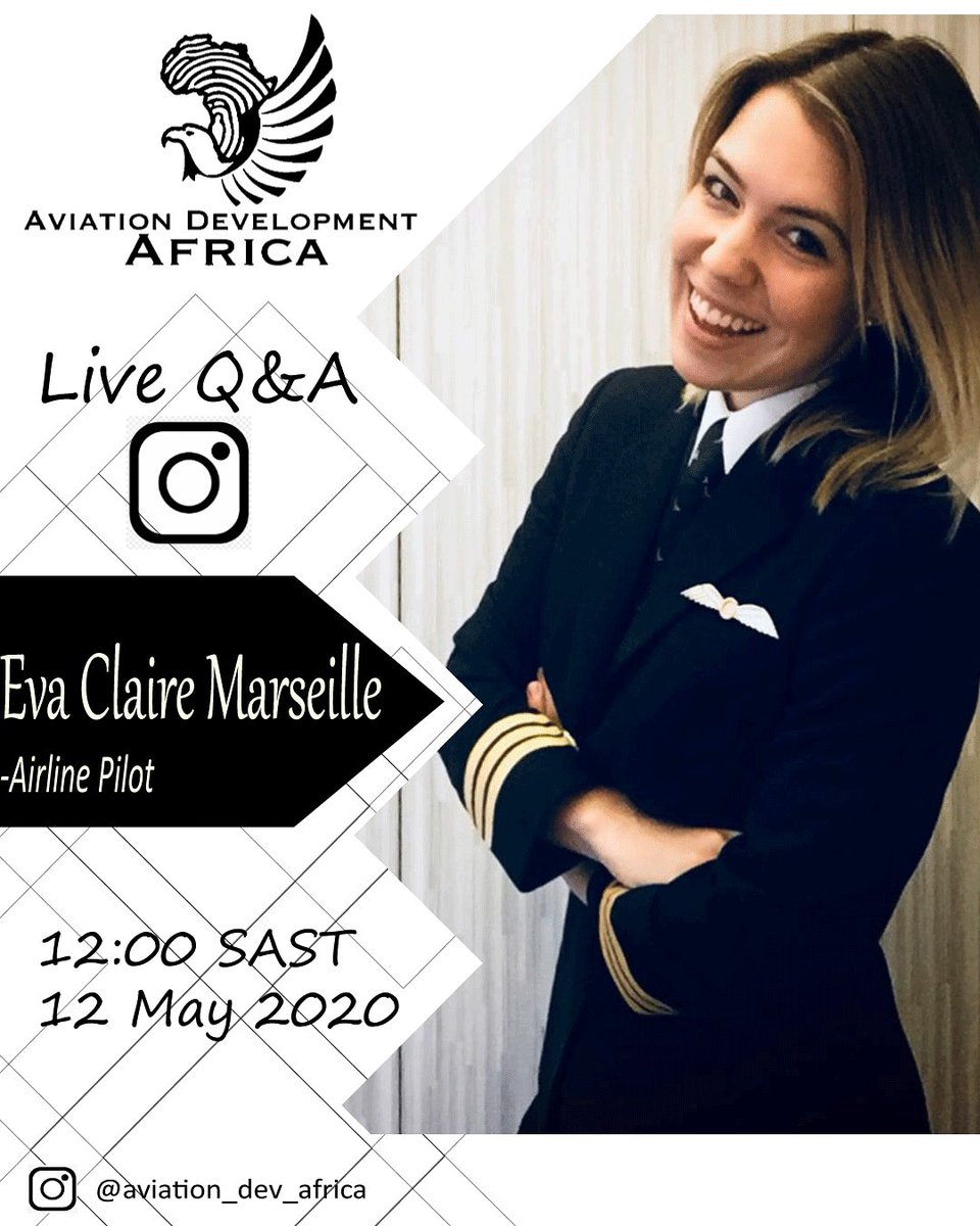 At 12h00 tomorrow please join us as we go live with Airline Pilot Eva Claire Marseille(<a href="/flywitheva/">flywitheva</a>) for a Q&amp;A. Make sure you follow @aviation_dev_africa on Instagram and you are welcome to join us and ask anything you keen on knowing about her and her journey.  #EveryBarHasAStory