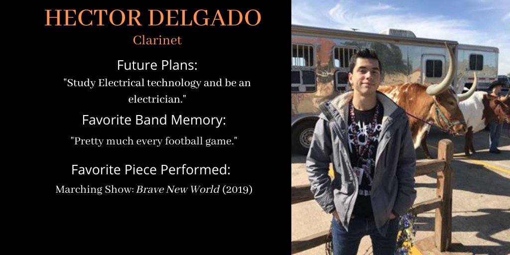 Our next Band Senior Spotlight for today is Wind Ensemble member Hector Delgado. 🎼🎵#SeniorSpotlight