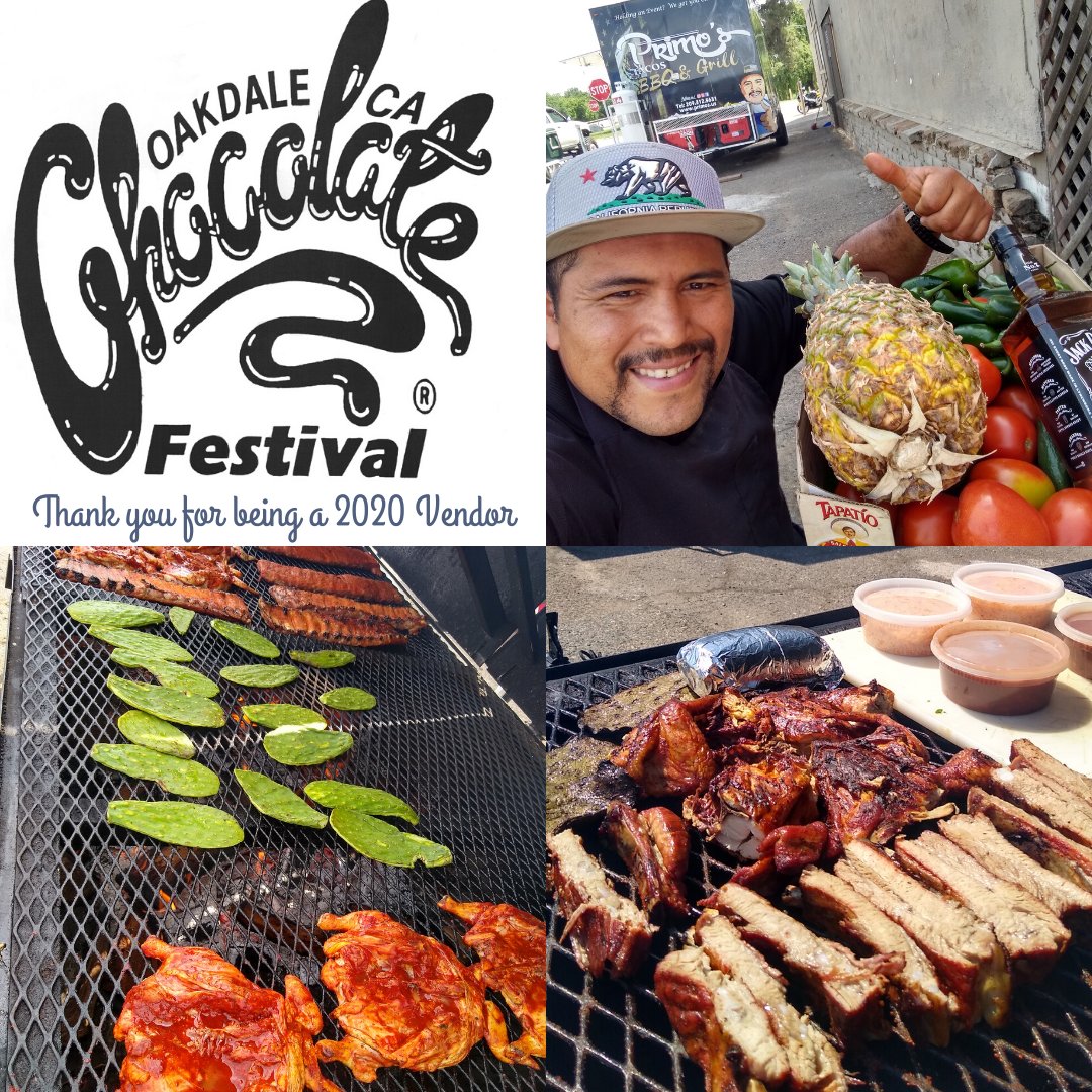 OakdaleChamber's tweet photo. The Oakdale Chamber would like to thank @primostacosbbqgrill for joining the Oakdale Chocolate Festival Sept 12-13, 2020.
#oakdalecalifornia #oakdalechamber #stanislauscounty #cowboycapital #oakdalechocolatefestival #209events https://t.co/wqdAe1ymKU