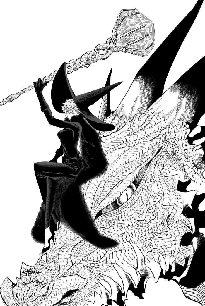 魔女集会で会いましょうタグ見てて、タグの趣旨とはちょっと違うけど思いついて描きたかったファンタジー絵です。魔女もドラゴンもだあいすきだけどこんなに描くの大変とは思わんかったすごい やっとできた何日も描いてた 