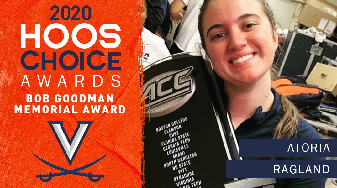 VirginiaSports's tweet photo. 𝓗𝓸𝓸𝓼 𝓒𝓱𝓸𝓲𝓬𝓮 𝓐𝔀𝓪𝓻𝓭𝓼
Congratulations to @UVAFootball manager Atoria Ragland on winning this year's Bob Goodman Memorial Award, in recognition of untiring, devoted service as a student-manager for the athletics department!
#GoHoos | #Wahoowa 🔶🔷 https://t.co/tdVjS3LIQe