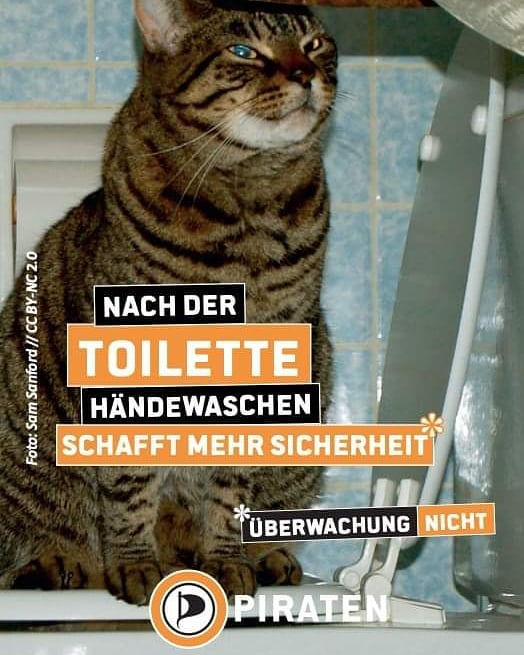 Trotz Lockerungen immer schön #Händewaschen! 🧼

#PIRATEN #COVID19 #Seifenboss #Überwachung