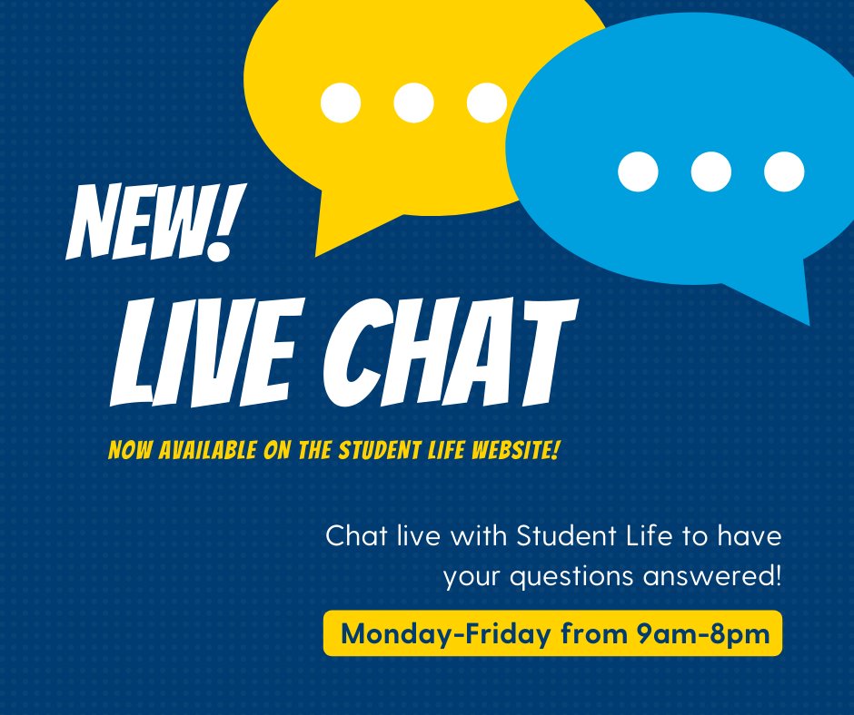 StUDentEvents's tweet photo. Student Life's Live Chat feature is NOW LIVE on their website! Connect with informed UD staff and students to have your questions answered.

You will find the feature through the chat bubble icon at the bottom left hand corner of your screen:
https://t.co/ppARR8wfQm https://t.co/UaYuminetR