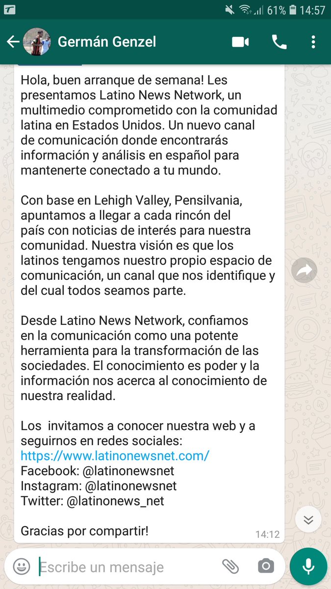 Sigan a <a href="/gergenzel/">Germán</a> y a su multiespacio <a href="/Latinonews_net/">Latino News Network</a> que desde Estados Unidos nos informan todo lo que ustedes no saben porque ven cualquier cosa en la tele.