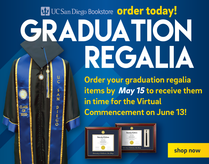 UC San Diego is purchasing a cap and tassel for all Class of 2020 graduates.  If you would like to get a sash, gown or any other regalia or gifts to  celebrate