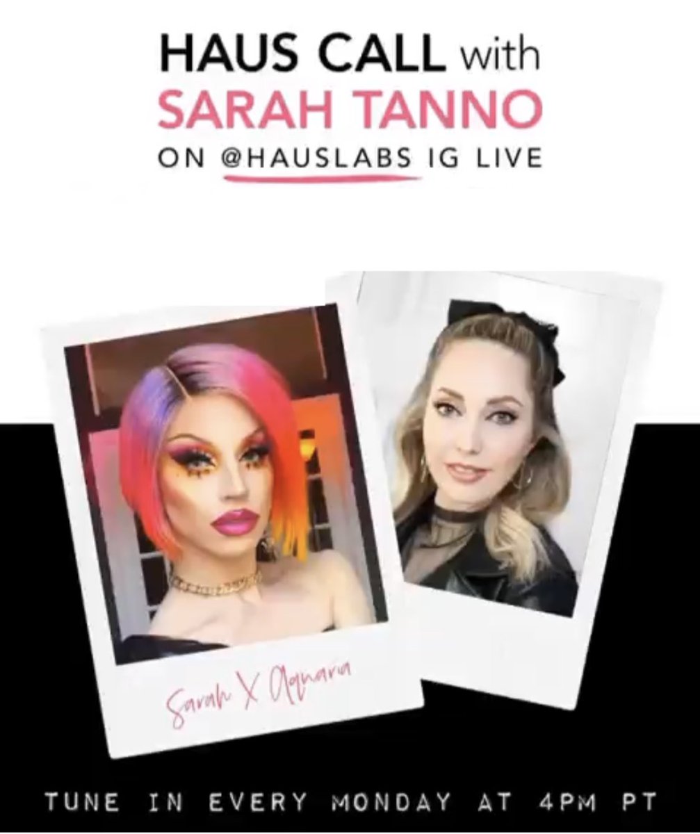 frankiefermi's tweet photo. Sarah Tanno will be joined by @aquariaofficial for this week’s #HausCall! Tune in at 4PM PT/12AM U.K./1 AM CEST. 💋 

It goes without saying... be nice. 🙏 https://t.co/RQA3tv2RzM