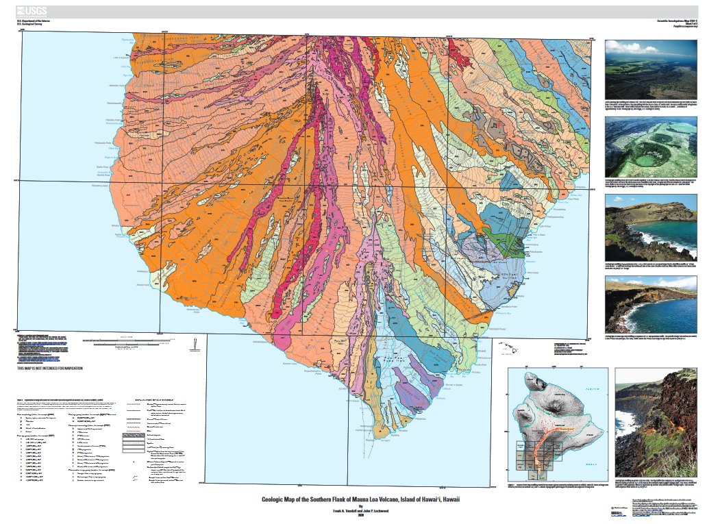 Ooooooo laa laaa; Geologic Map of the Southern Flank of Mauna Loa Volcano, Island of Hawai‘i, Hawaii by <a href="/USGSVolcanoes/">USGS Volcanoes🌋</a> <a href="/USGS_Pubs/">USGS Pubs Warehouse</a>. Two map plates and 32-p. pamphlet. #volcanism pubs.er.usgs.gov/publication/si…