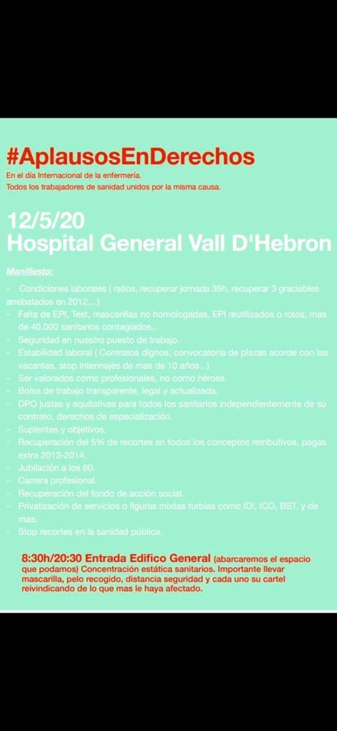 patfashza_anuls's tweet photo. #aplausosEnDerechos #aplaudimentsendrets basta ya  de recortes , todos juntos aplaudamos para recuperar una sanidad pública de calidad! Por nosotros , por vosotros, por todos! https://t.co/30ykRjMcy4