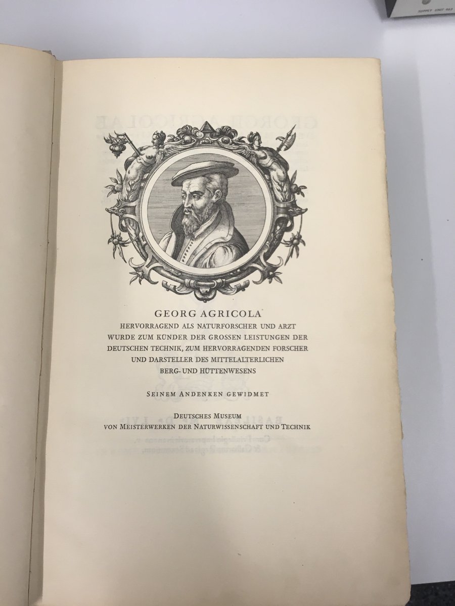 MaxFrenzel's tweet photo. Can't believe #BooksOfGeology isn't a thing yet! So here's a lovely 1920s reproduction of one of THE first geology books ever to start: De Re Metallica by Georgius Agricola. 

@EarthSciCam perhaps you would like to delight us with some photos of the original.😉 https://t.co/e8sL8Zh4do