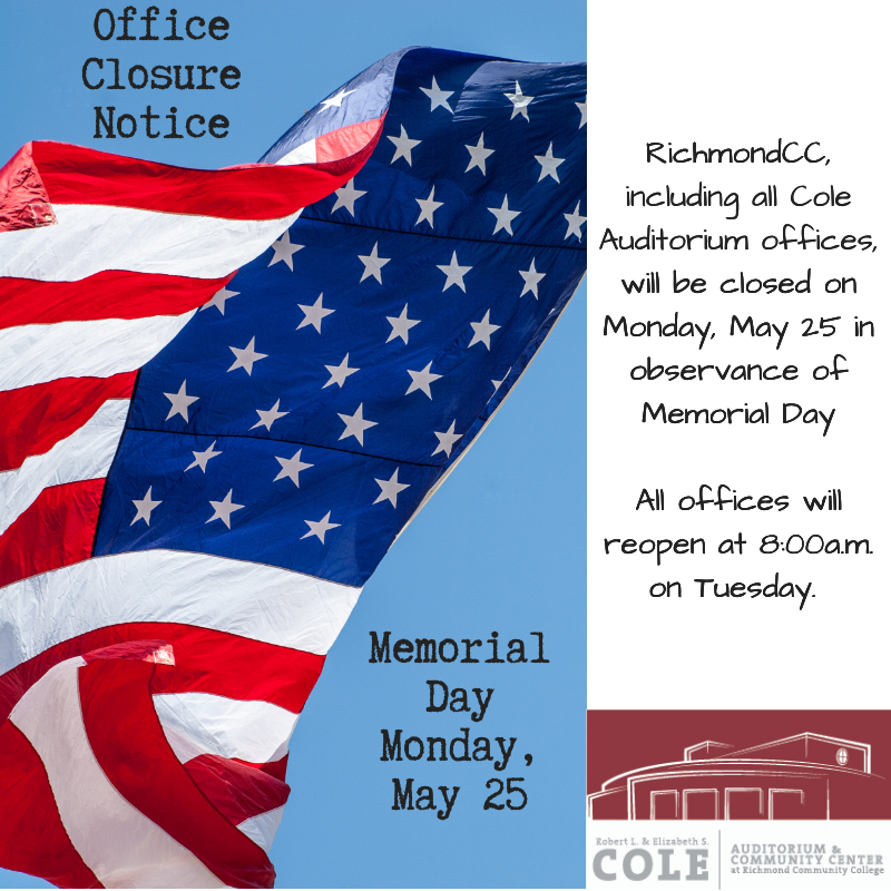 coleaud's tweet photo. Office Closure Notice! 
#HamletNC #Hamlet #RichmondCounty #RichmondCoNC #RCO #officeclosed #closed #holiday #memorialday #memorialday2020
Online ticketing will be open and you can leave a message on #voicemail 24/7/365 at 910-410-1691. https://t.co/FuB49GTVOn