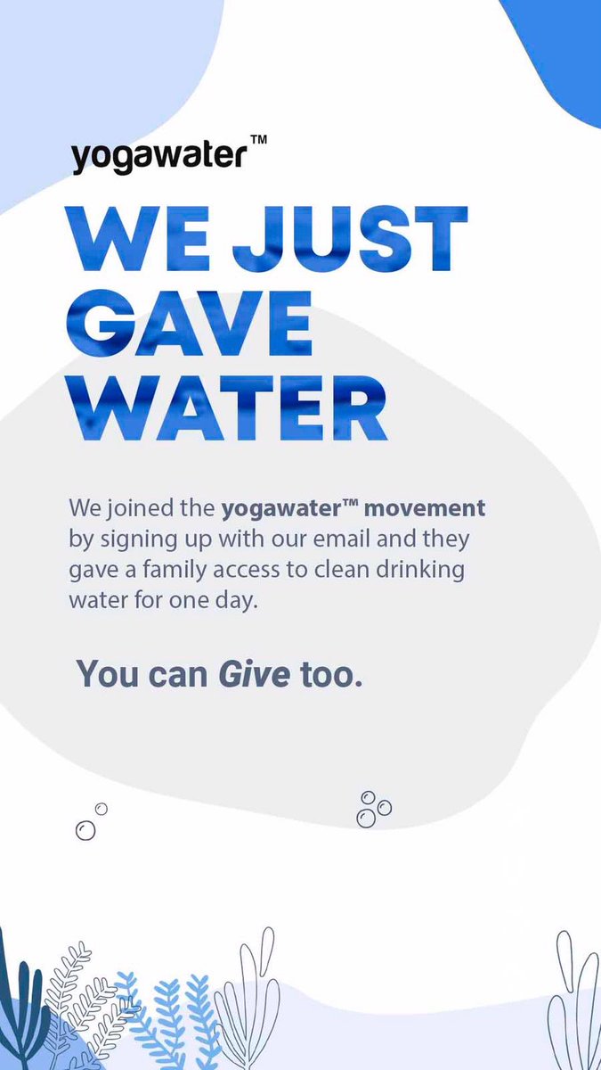 Sign up and #givewater. We did. give.yogawater.com/mmyogawater #yogawater #loveyogawater