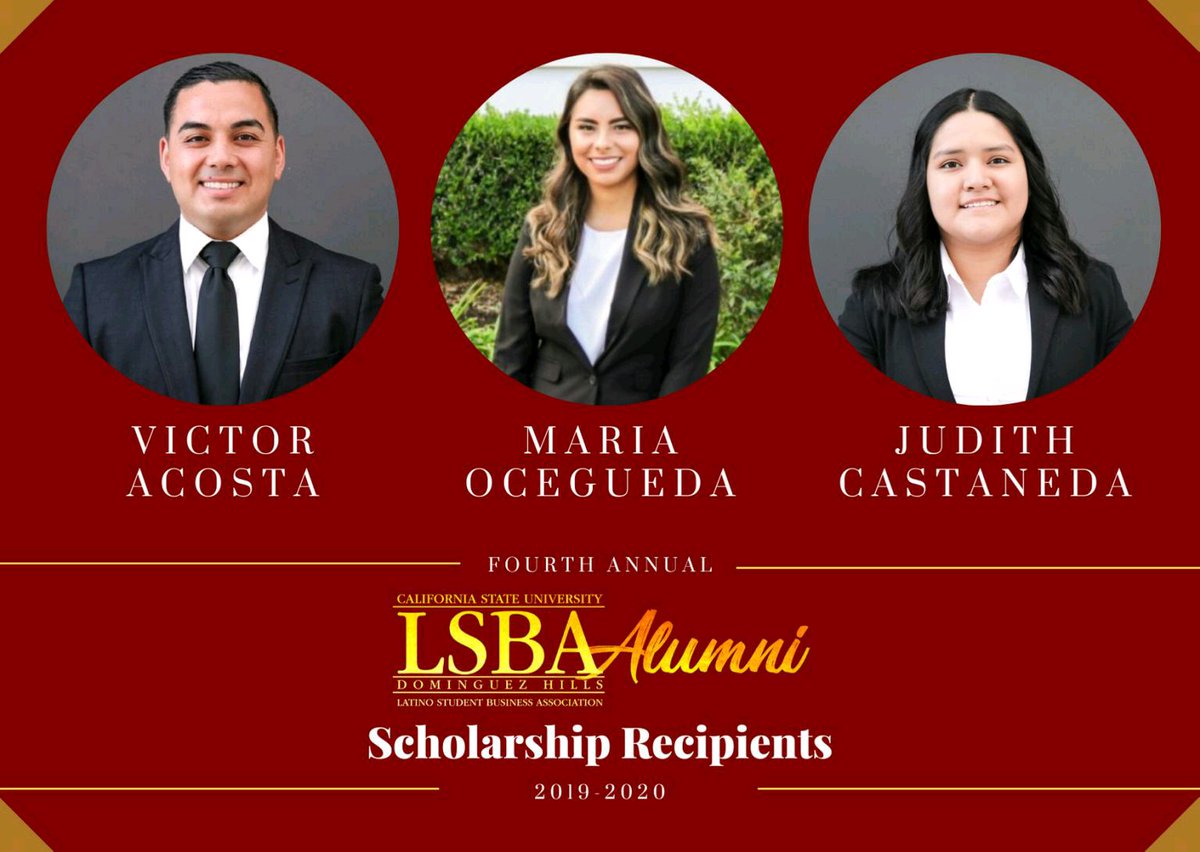 lsbaalumni's tweet photo. A look at this year's recipients for the Fourth Annual LSBA Alumni Scholarship. 
Congrats to these individuals on their outstanding commitment and dedication to furthering the mission of the Latino Student Business Association. 
#LSBAAScholarship https://t.co/vH1KZksXNg