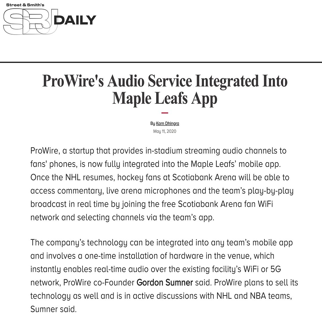 prowiresport's tweet photo. Our integration with the @MapleLeafs has been featured in @sbjsbd  

#prowiresport #livethegame #torontomapleleafs #nhl #LeafsForever #futureofsportlab #toronto https://t.co/fCPo7UH5rz