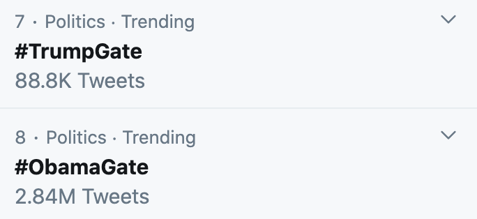 Maybe I'm not good at math, but why does #TrumpGate outrank #ObamaGate here?