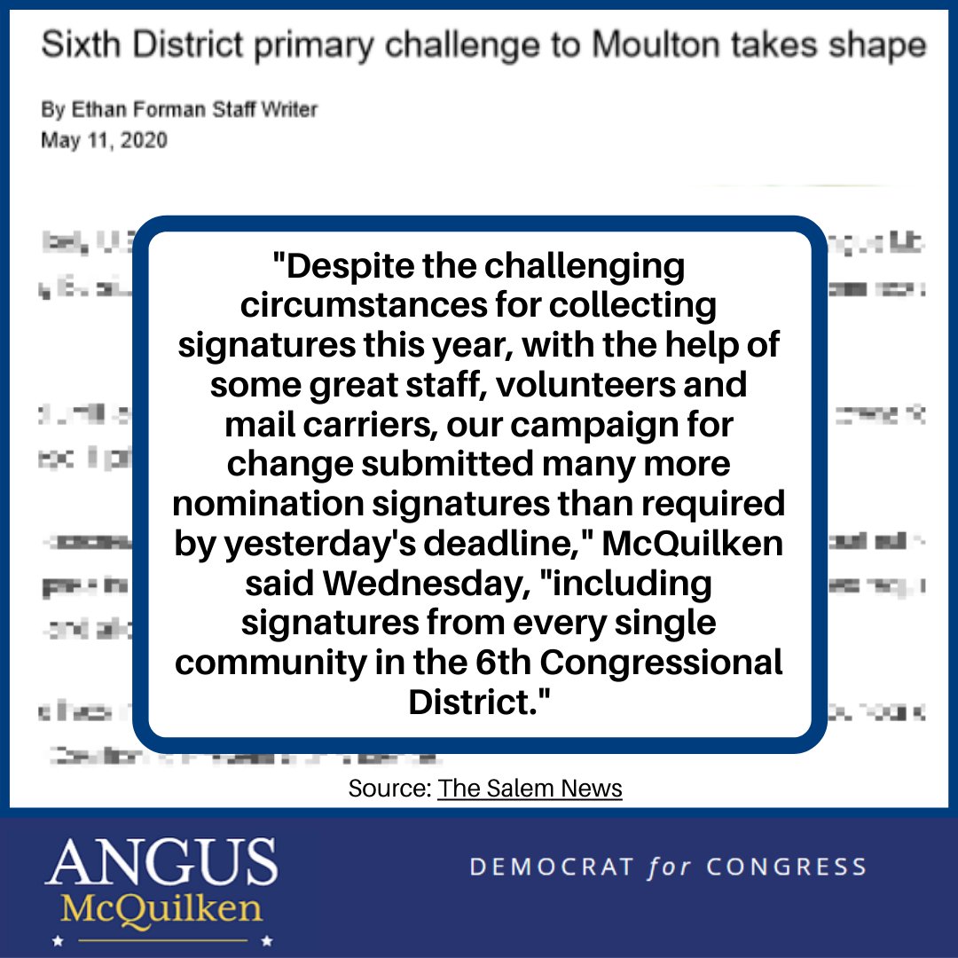 Angus4Congress's tweet photo. We are thrilled the Salem News highlighted Angus as an official challenger in the Sixth District primary. #campaign4change #angusforcongress #sixthdistrict #massachusetts https://t.co/WKfSiphrlN https://t.co/WuHB1ghYNF