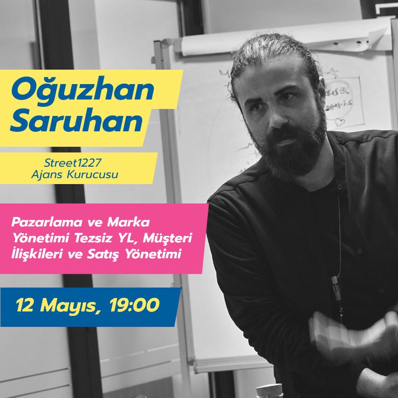 Pazarlama ve Marka Yönetimi Tezsiz YL Programı, Müşteri İlişkileri ve Satış Yönetimi dersimize, 12 Mayıs 2020 tarihinde <a href="/1227Street/">Street1227</a> kurucusu Sayın <a href="/saruhanoguzhan/">Oğuzhan Saruhan</a> konuk olarak katılıyor 😊 Online dersimizde Sosyal Medya ve Müşteri İlişkileri konusunu anlatacak #egeiibfişletme