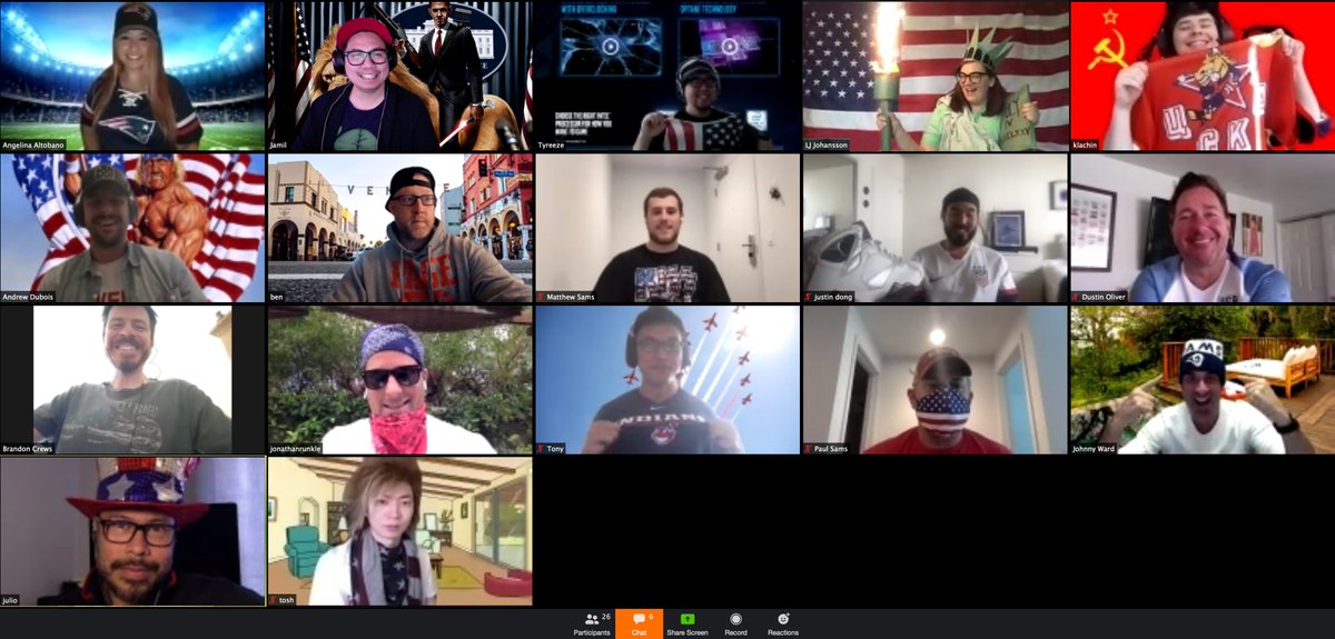 Nothing can stop us from showing our American Spirit during Monday Meetings in the "office." #SpiritWeek