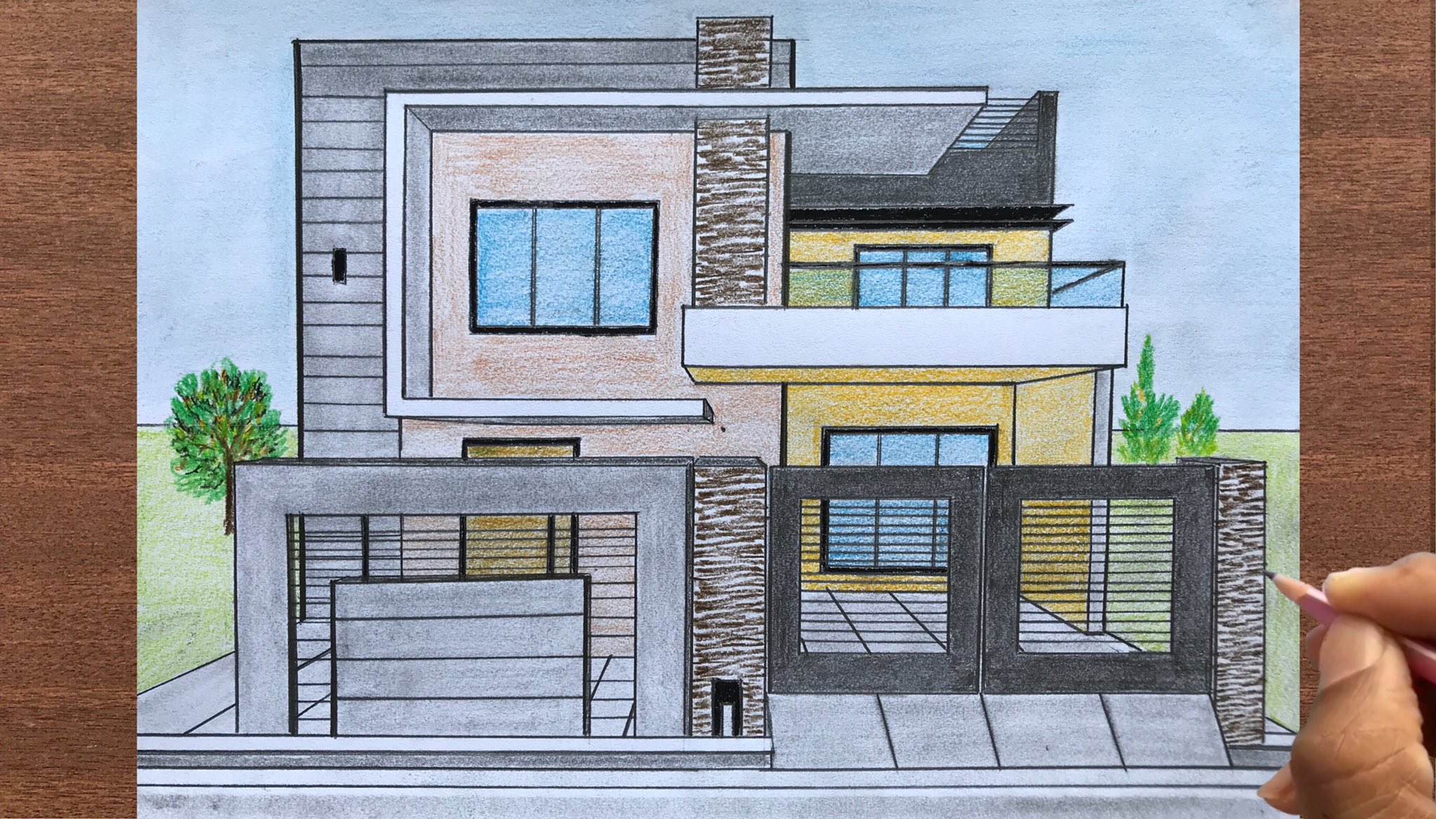 House Drawing Tutorial - How to draw a House step by step