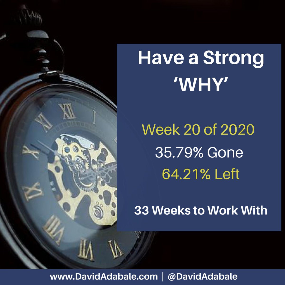 DavidAdabale's tweet photo. The #WHY for whatever we do determines our motive and conviction towards the goal, even in the face of opposition

Before you commit time to anything you do this week, do you think it's a good idea to ask 'WHY?' before getting involved? 👍 or 👎 

#MakingTheMostOfTime https://t.co/WBOxLHNS8v