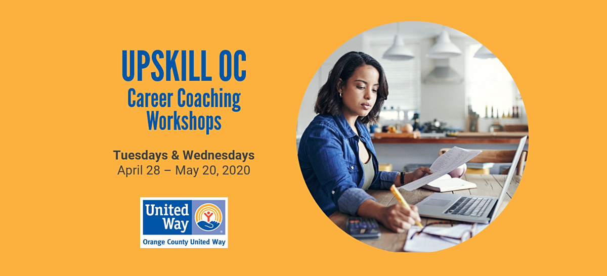 unitedwayoc's tweet photo. Registration is open for #UpSkillOC's FREE Virtual Career Coaching Workshops to empower Orange County residents on their career journey. Want to learn how to apply for jobs & work productively from home in this virtual world? Learn more at: https://t.co/JEicHbj9p1. #DoingMore4OC https://t.co/u8SoJLM4EC