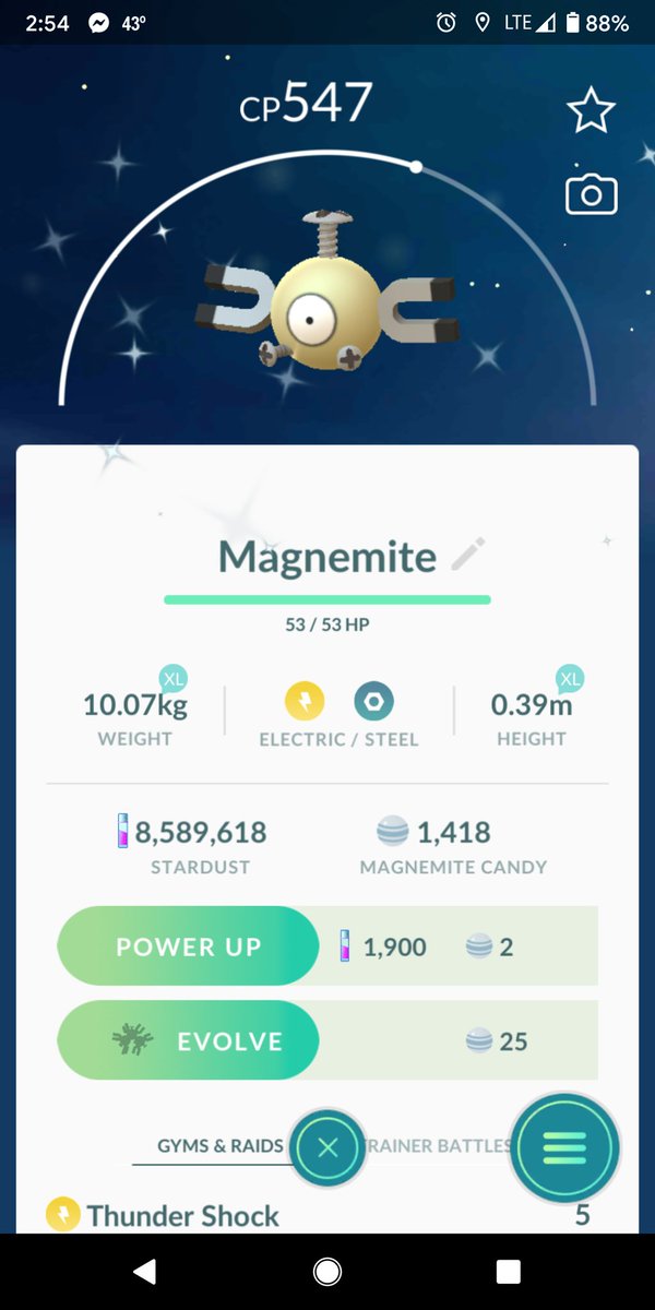 MrbarriqP's tweet photo. I wish I had my screen recording on, but I got my second shiny Magnemite through research. Not bad! Only one to go! #PokemonGo #shinypokemon #shiny #Magnemite https://t.co/3dEpe9cSnV