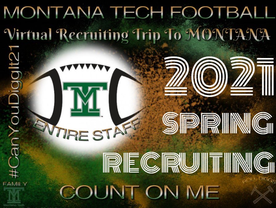 MonTechFootball's tweet photo. Our whole staff is on the Virtual Road this week in our home state of Montana!! 30 of our signees came from Montana this year! Class of 2021 drop your film below to get evaluated by our staff!
#MTDiggs
#Family
#CountOnMe https://t.co/RWq6hUTiUw