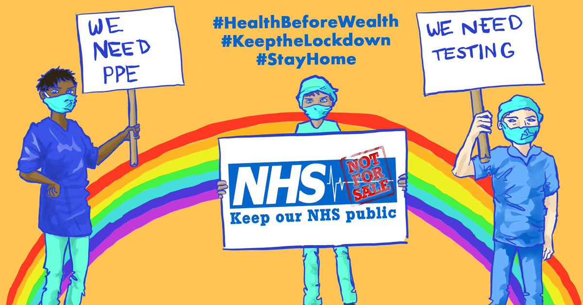 Ending the lockdown risks a resurgence of infections, more deaths and the #NHS being overwhelmed. The government needs to #keepthelockdown & ensure people’s needs are met through freezing rents and providing a basic income to all. #TestTraceIsolate #healthbeforewealth #stayhome