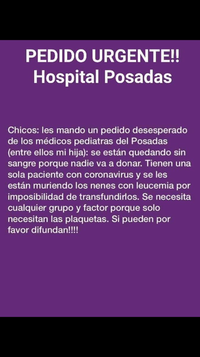patitofw2001's tweet image. #donar #sangre #hospitalposadas #ArgentinaAlReves #PoderosoDia1324 @cronicaseltrece