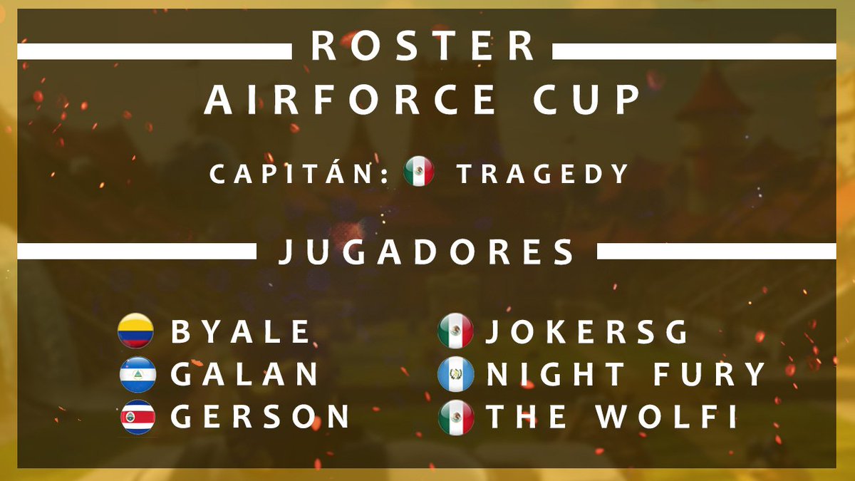 #CR | #Roster

Nos da mucho gusto anunciar el roster que nos estará representando de frente a la #AirForceCup y se encargarán de llevarnos a lo más alto. 🏆

#AlwaysAlmighty 🔱