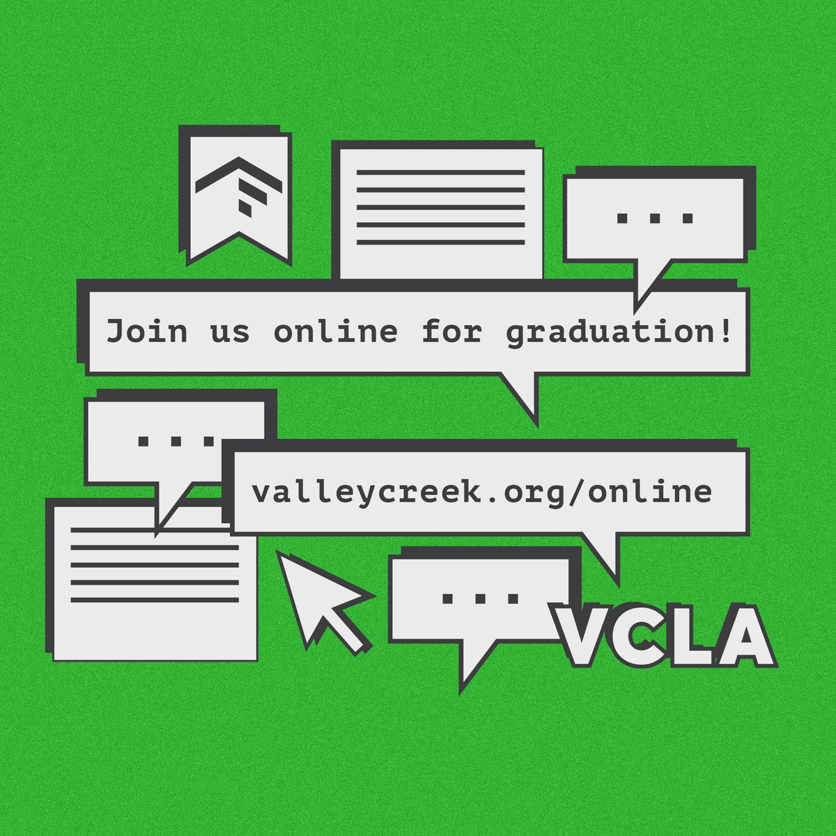 🎓 YOU’RE INVITED to our VCLA Online Graduation! Set a reminder for this Friday, May 15 at 7pm. We’ll be celebrating our Class of 2020 VCLA Students with a special online graduation celebration! You don't want to miss it! valleycreek.org/online #VCLA #HopeIsOnTheMove