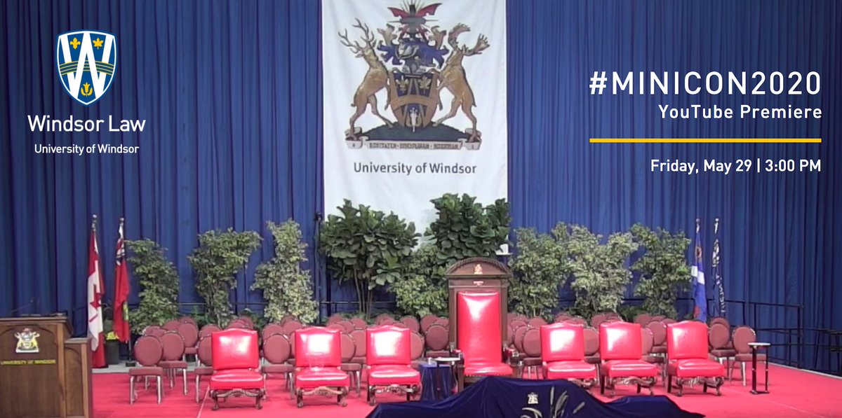 WindsorLaw's tweet image. Mark your calendars for #MiniCon2020! 

Join us at 3pm on Friday, May 29 as we (virtually) celebrate the #WindsorLaw Class of 2020 🎓through a YouTube video premiere.

Subscribe to our YouTube channel &amp;amp; ring the bell to receive watch page notifications: bit.ly/WL-You-Tube