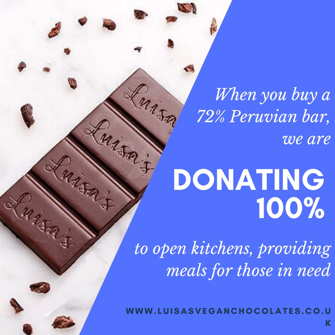 Luisasveganchoc's tweet photo. 100% will be donated to @openkitchensuk to #feedthoseinneed !!! By buying a bar for £2, we will donate £2 to Open Kitchens to help fund a meal for someone in need at this unprecedented time! Limited edition! 🙌🏼#visitnott #keepnottinghamstrong #beantobar #artisanchocolate #cacao https://t.co/QNqv8l0RhL