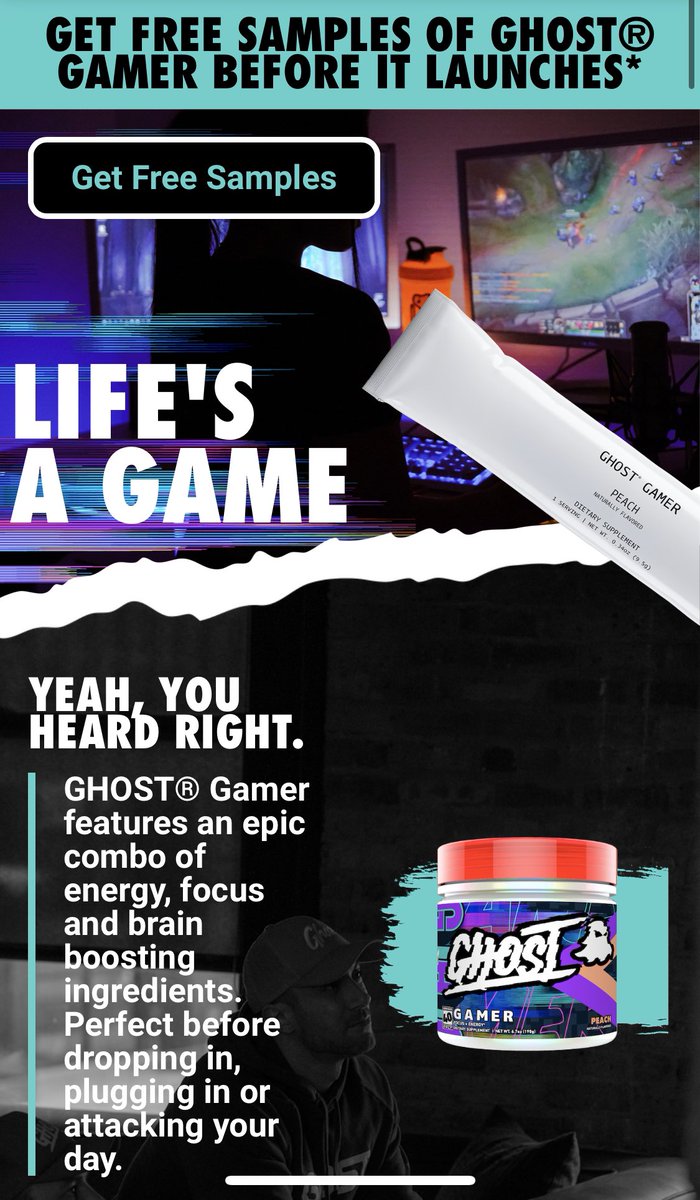 gemzape's tweet photo. Free @GhostLifestyle gamer samples! Get yours today before it launches! https://t.co/tEVtXFR4Td https://t.co/sGdwSzrvVA