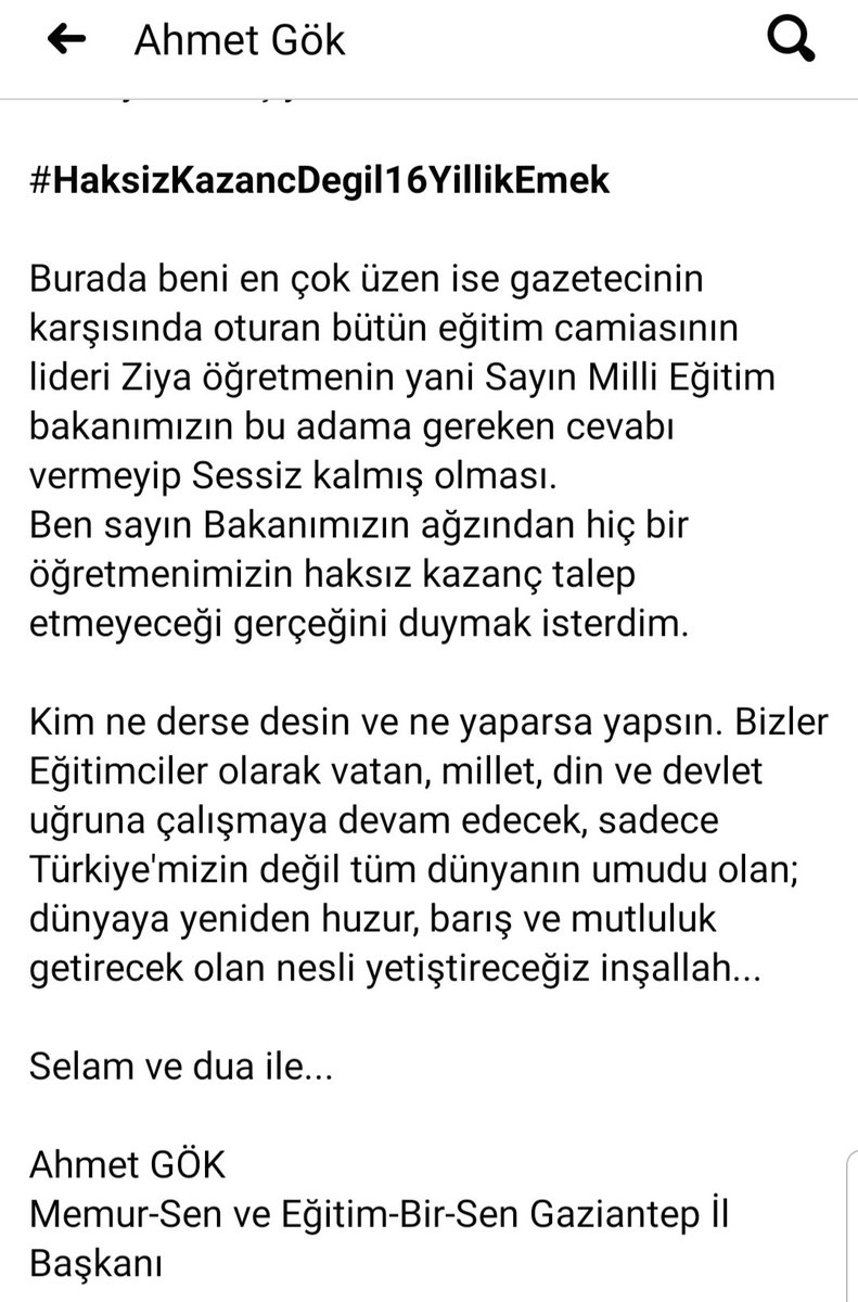 #HaksizKazancDegil16YillikEmek

Gazetecinin biri 18 Mart'ta, atandığı için işinden ayrılmak zorunda kalan ve şuan ciddi ekonomik sıkıntılar içerisinde bulunan öğretmenlerin, en doğal hakları olan göreve başlatılma taleplerini...

Açıklama detayı linkte:

m.facebook.com/story.php?stor…