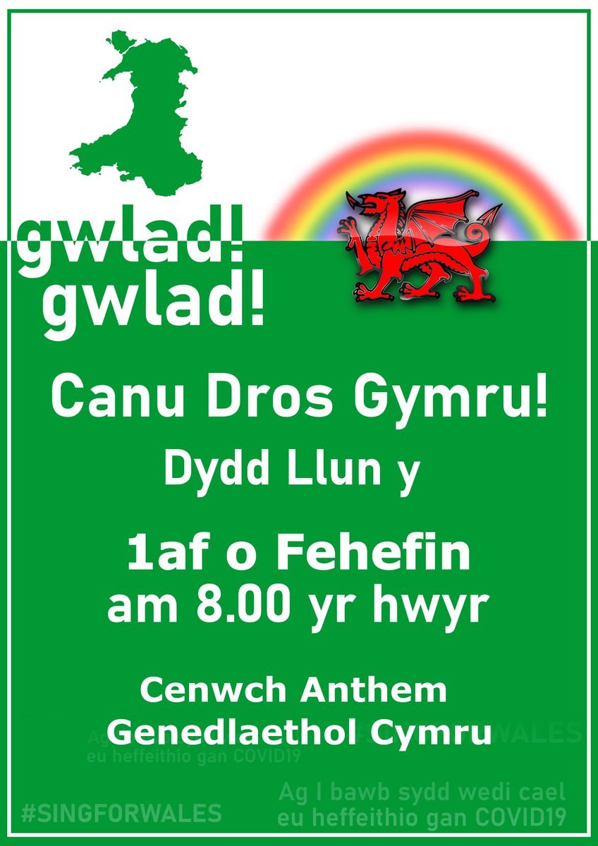 🌟 🌟🌟HERE IT IS EVERYONE 🌟🌟🌟
The next #singforwales - Monday 1st at June 8pm!
So spread the Word! Tell everyone &amp; anyone! Also don’t forget to tag every media outlet you can think of!! Let’s raise the roof in support of all our heroes 🏴󠁧󠁢󠁷󠁬󠁳󠁿💪 #radio #television #rt #daterush