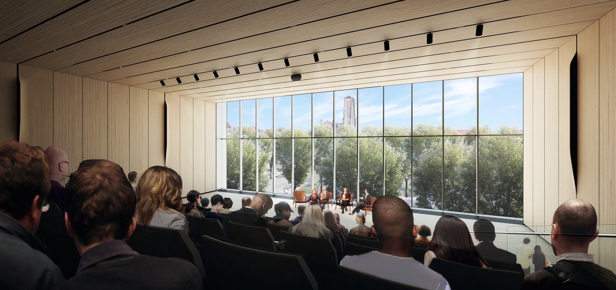 RubensteinForum's tweet photo. Construction update, May 11, 2020. Friedman Hall, which will seat 284 guests and is optimized for spoken word, will offer dramatic two-story views of the Midway and Rockefeller Chapel. Opening Fall 2020, learn more about the David Rubenstein Forum. https://t.co/2S0bW3pdvB https://t.co/Fwu9IVFteZ