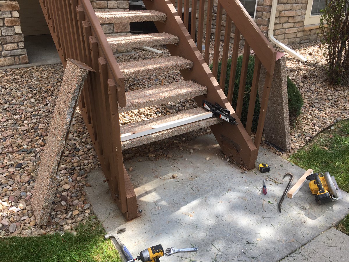 PRC_PrepRite's tweet photo. Emergency repairs! No problem! Safety first!The property had a deteriorating stair causing a trip hazard. Even on sunday we can help your property. @PrepRiteCoating has you covered #preprite #prepritecoatings #safetyfirst #emergency #oncall #alwayshasyourback #hoa #multifamily https://t.co/zKyBuvaKN7