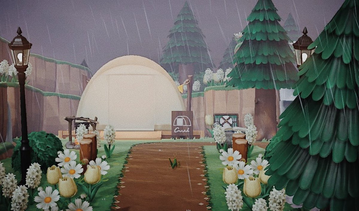 shyliecrossing's tweet photo. rainy campsite 🌧☔️ #acnh https://t.co/4lSaW93DOW