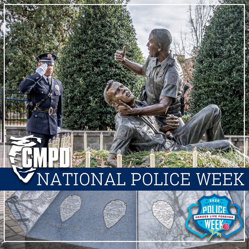 CMPFoundation's tweet photo. As part of Police Week events, we will pay tribute virtually to 39 Mecklenburg County law enforcement heroes who gave the ultimate sacrifice. Please join us online this Friday, May 15, at 10 a.m. for the annual Mecklenburg-County Peace Officers Memorial Service. #wesupportCMPD https://t.co/VscW2x82HQ