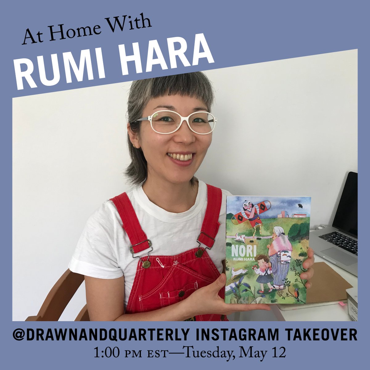 DandQ's tweet photo. You can submit your questions for Rumi Hara now on Instagram! The author of NORI will go live tomorrow at 1pm EST to answer questions and share some drawings https://t.co/5MDWRt7WHy #rumihara #athomewithdandq #stayhome https://t.co/kXoNVNUU99