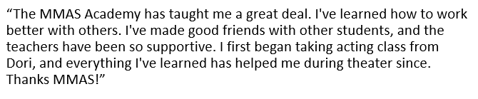 We have a lot of Amelias sharing love for the Academy. This message comes from Amelia Roulleau of Mansfield, age 13. #MMASGivingMonday