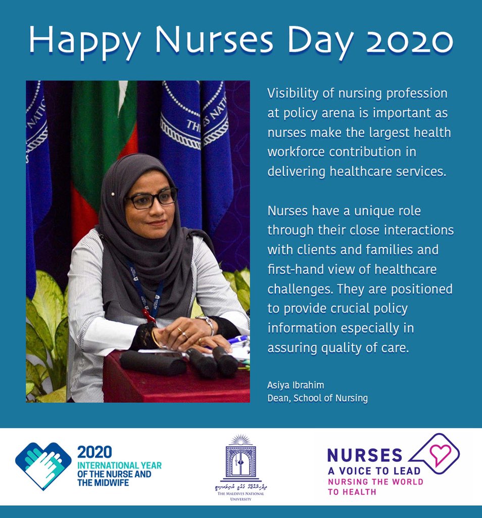Happy International Nurses Day #IND2020 #Nurses2020 #NursingNow <a href="/MNUedu/">The Maldives National University</a> <a href="/MoHmv/">Ministry of Health, Family and Welfare</a> <a href="/WHOMaldives/">WHO Maldives</a>